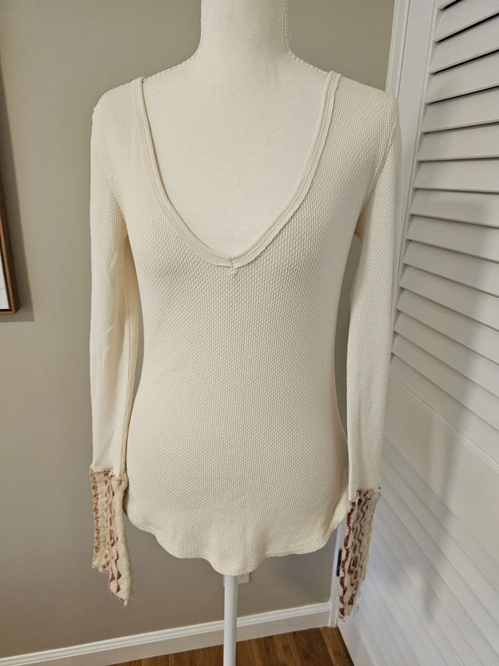 🤍 Free People We The Free Art School Cuff Thermal Henley | Size M | NWT/NWOT